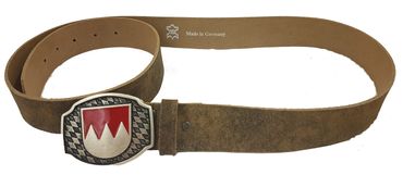 Pezzo D'oro Franken-Gürtel Rindleder Inkl. Schließe Mit Franken-Wappen Braun-oliv