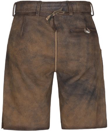 Pezzo D'oro Herren Trachtenlederhose 2-tlg Mit Gürtel,kurz, Bestickt,antikbraun