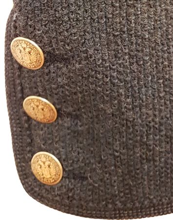 Pezzo D'oro Herren Trachtenstrickjacke Blaumelange Mit Grauem Loden Abesetzt, Roter Paspel