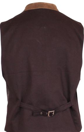 Pezzo D'oro Herren Trachtenweste Tweed Hellgrau/dunkelgrau Lederkragen/Paspel, Karofutter