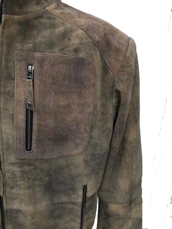 Pezzo D'oro Herrenlederjacke,Velourleder, Lammnappaleder In Antik Finish, Farbe Olivbraun, Auch In Großen Größen Bis Gr 62