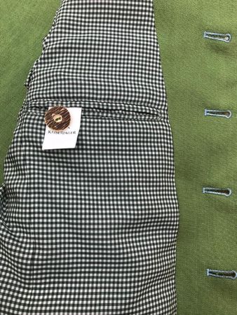 Pezzo D'oro Herrentrachtenjanker Leinenjanker In Der Farbe Grün Mit Graublau Abgesetzt