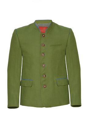 Pezzo D'oro Herrentrachtenjanker Leinenjanker in der Farbe grün mit graublau abgesetzt