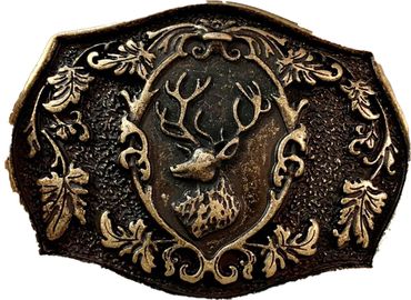 Pezzo D'oro Koppelschließe Hirschkopf in Blätterranke für Wechselgürtel