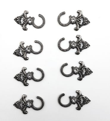 Pezzo D'oro Miederösen Für Dirndl, Swarovskistein,offen,altsilber,