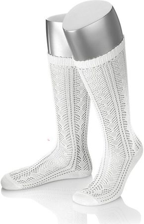 Pezzo D'oro Orginal Damen Trachtenkniestrumpf,Ajourmuster,weiß,