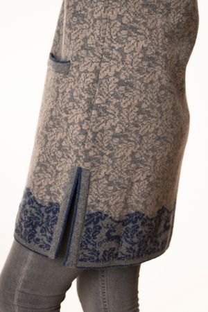 Pezzo D'oro Pezzo D'oro Strickmantel In Grau/blau Gemustert, Reine Wolle, Hergestellt In Bayern, Dicker Warmer Wollmantel Für Outdoor