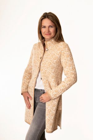 Pezzo D'oro Pezzo D'oro Strickmantel Offwhite/camel, Gehrock, Reine Merinowolle, Strickhülle