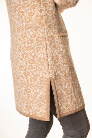 Pezzo D'oro Pezzo D'oro Strickmantel Offwhite/camel, Gehrock, Reine Merinowolle, Strickhülle