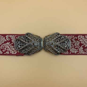 Pezzo D'oro Schürzenschließe, Dirndlschließe,altsilber 2-teilig ,Trachtenschließe,