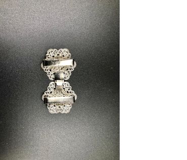 Pezzo D'oro Schürzenschließe, Dirndlschließe, Altsilber Mit Altgold/weiß