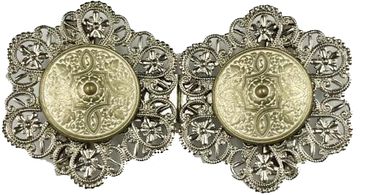 Pezzo D'oro Schürzenschließe, Dirndlschließe, Altsilber Mit Altgold/weiß