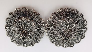 Pezzo D'oro Schürzenschließe,Dirndlschürzenschliße Altsilber 2-tlg