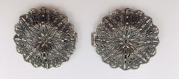 Pezzo D'oro Schürzenschließe,Dirndlschürzenschliße Altsilber 2-tlg