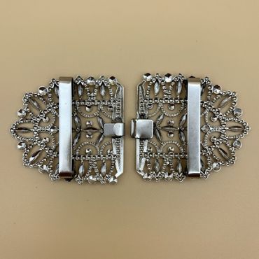 Pezzo D'oro Schürzenschließe, Trachtenschließe Dirndlschließe,altsilber 2-tlg