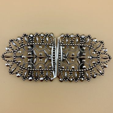 Pezzo D'oro Schürzenschließe, Trachtenschließe Dirndlschließe,altsilber 2-tlg