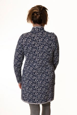 Pezzo D'oro Strickmantel Marine/hellgrau,Gehrock, Reine Merinowolle, Nachhaltig In Bayern Produziert