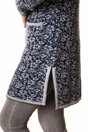 Pezzo D'oro Strickmantel Marine/hellgrau,Gehrock, Reine Merinowolle, Nachhaltig In Bayern Produziert