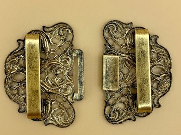 Pezzo D'oro Trachten Schürzenschließe, Antikgold,Dirndlschnalle,2 Tlg