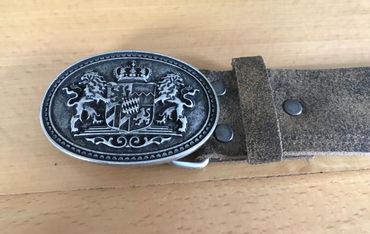 Pezzo D'oro Trachtengürtel, Bayernschließe,echt Leder,braun-oliv,made In Germany