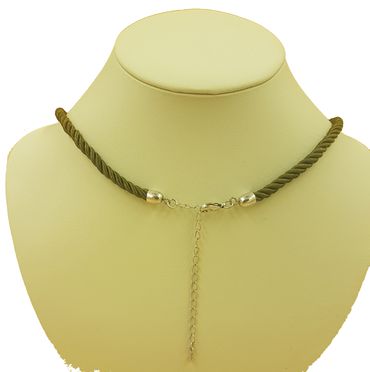 Pezzo D'oro Trachtenkette Edelweiß Altsilber,grünes Kordelband Und Glitzersteine