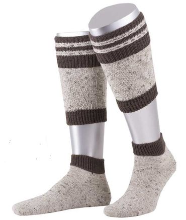 Pezzo D'oro Trachtenstrümpfe Loferl Stulpen Herren Wadenwärmer Wadelstrümpfe Trachtenstutzen Trachtenstrumpf Zur Lederhose 2-teilig TWEED Beigemeliert/braun