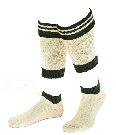 Pezzo D'oro Trachtenstrümpfe Loferl Stulpen Herren Wadenwärmer Wadelstrümpfe Trachtenstutzen Trachtenstrumpf zur Lederhose 2-teilig mittelgrau/tanne