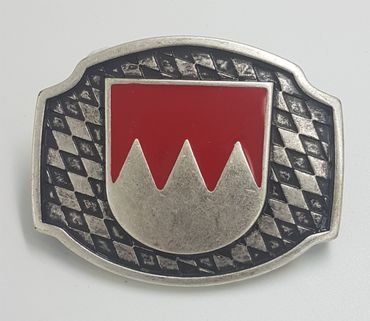 Pezzo D'oro Wechsel-Gürtelschnalle aus Altsilber mit fränkischem Wappen