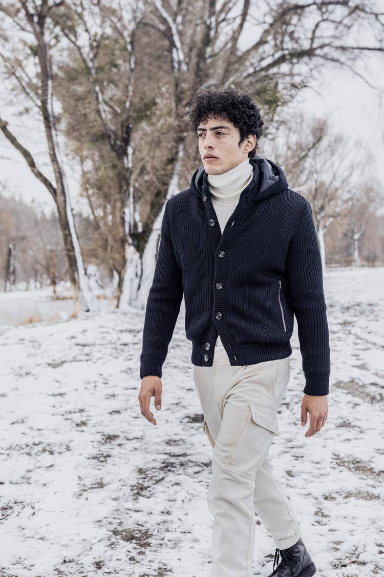 Phil Petter Hybrid-Kapuzenknopfjacke Aus Merinowolle Und Nylon-Stepp