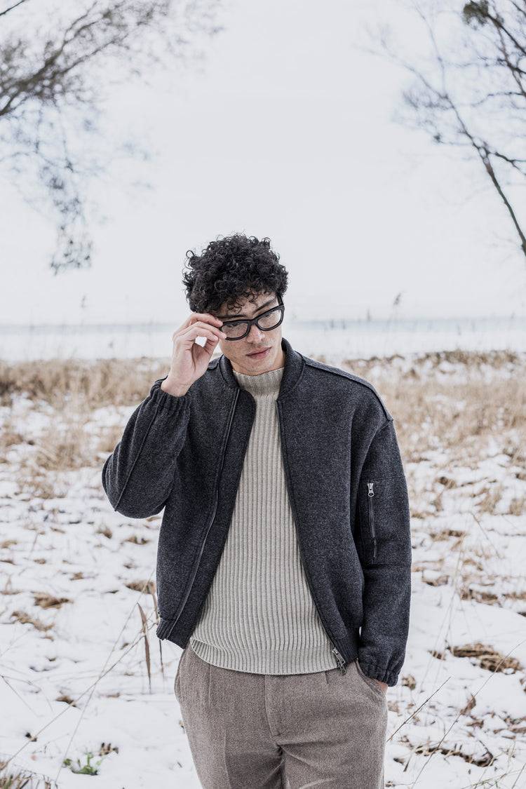 Phil Petter Rundhals-Pullover Aus Merinowolle, Breiter Ripp-Strick