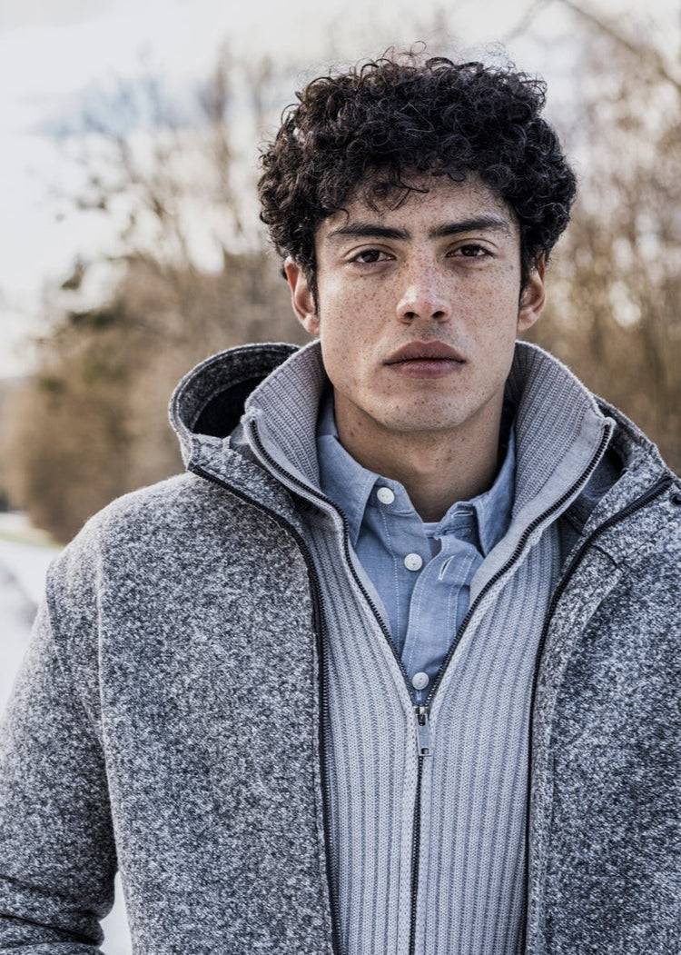 Phil Petter Zippjacke Aus Merinowolle, Breiter Ripp-Strick