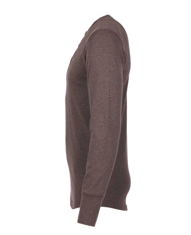 Pike Brothers 1927 Henley Shirt long sleeve brown melange