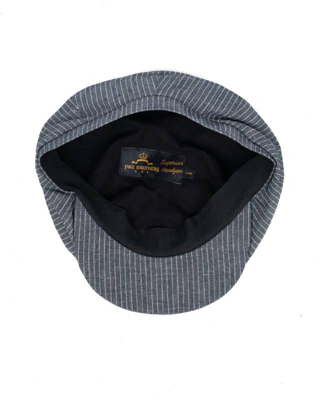 Pike Brothers 1928 Newsboy Cap Grey Striped Linen