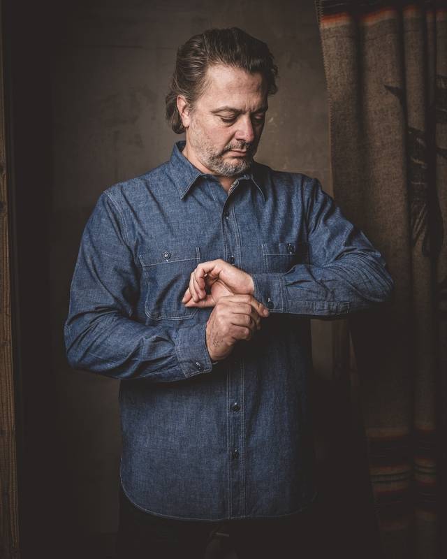 Pike Brothers 1940 USN Chambray Shirt Harbor Blue