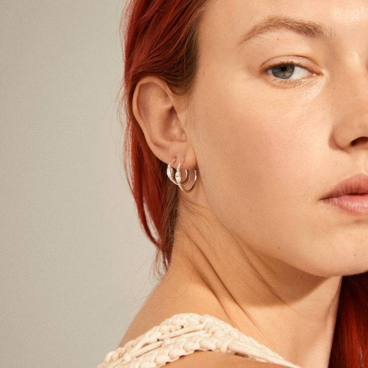 Pilgrim ALEXANDRA Kristall-Creolen, 2-in-1-Set, Versilbert