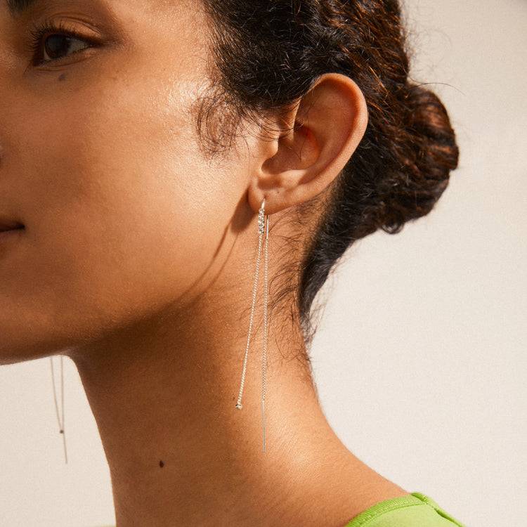 Pilgrim ANDREA Recycelte Ketten-Kristallohrringe, Versilbert