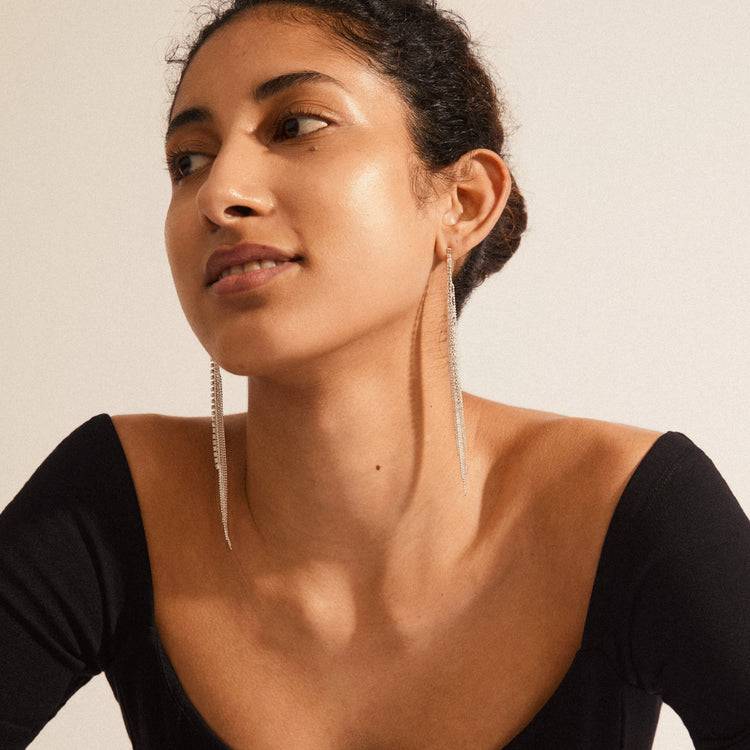 Pilgrim ANE Kristall-Wasserfall-Ohrringe, Versilbert