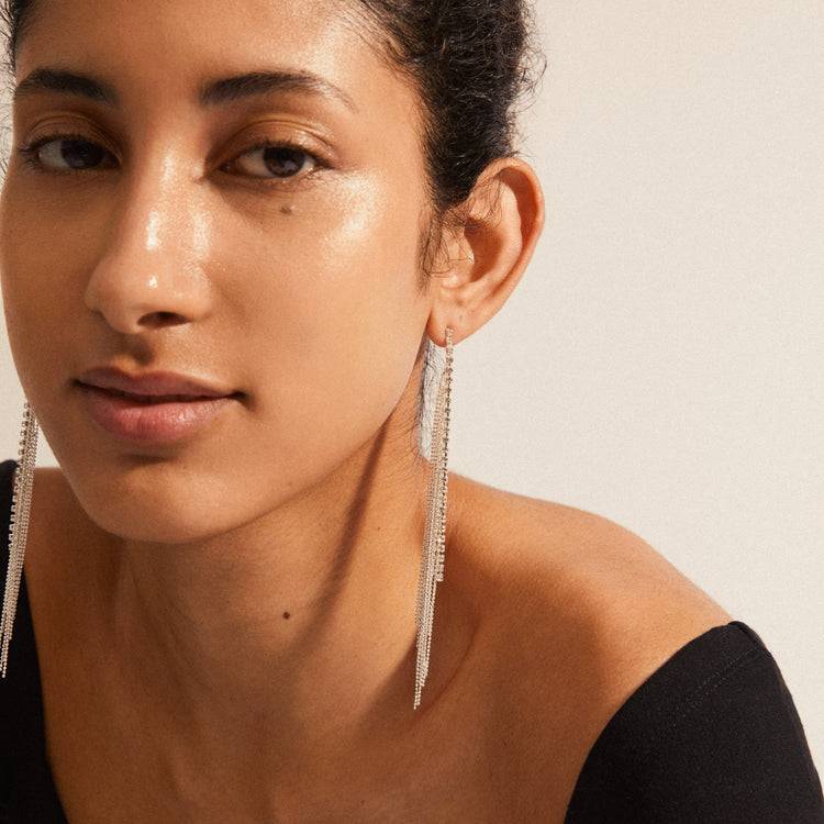 Pilgrim ANE Kristall-Wasserfall-Ohrringe, Versilbert