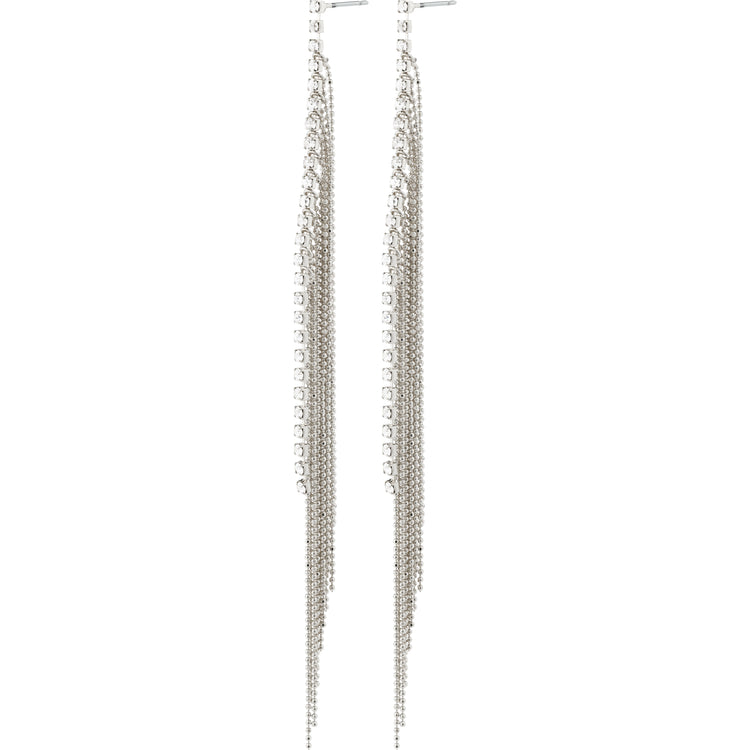 Pilgrim ANE Kristall-Wasserfall-Ohrringe, versilbert