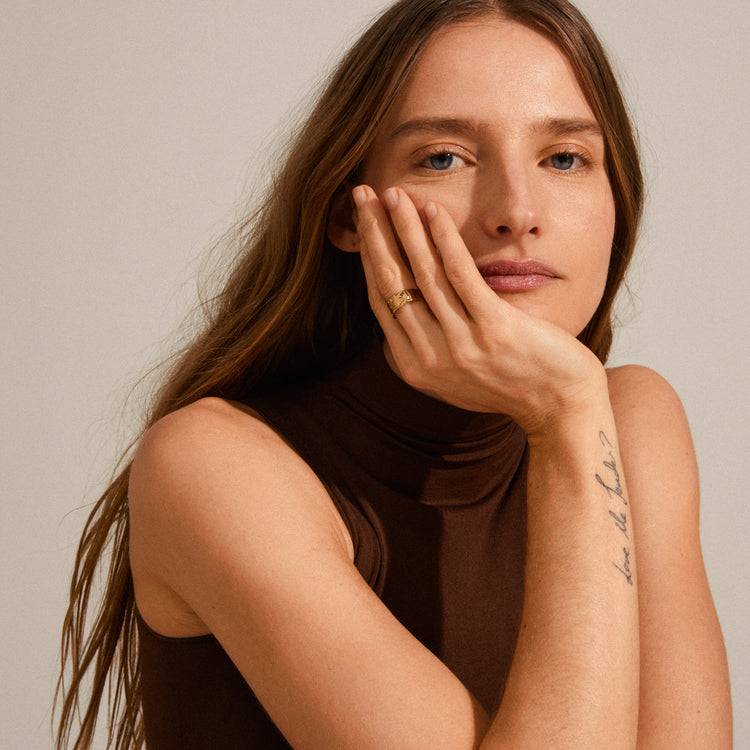 Pilgrim BATHILDA Recycelter Rustikaler Ring, Vergoldet