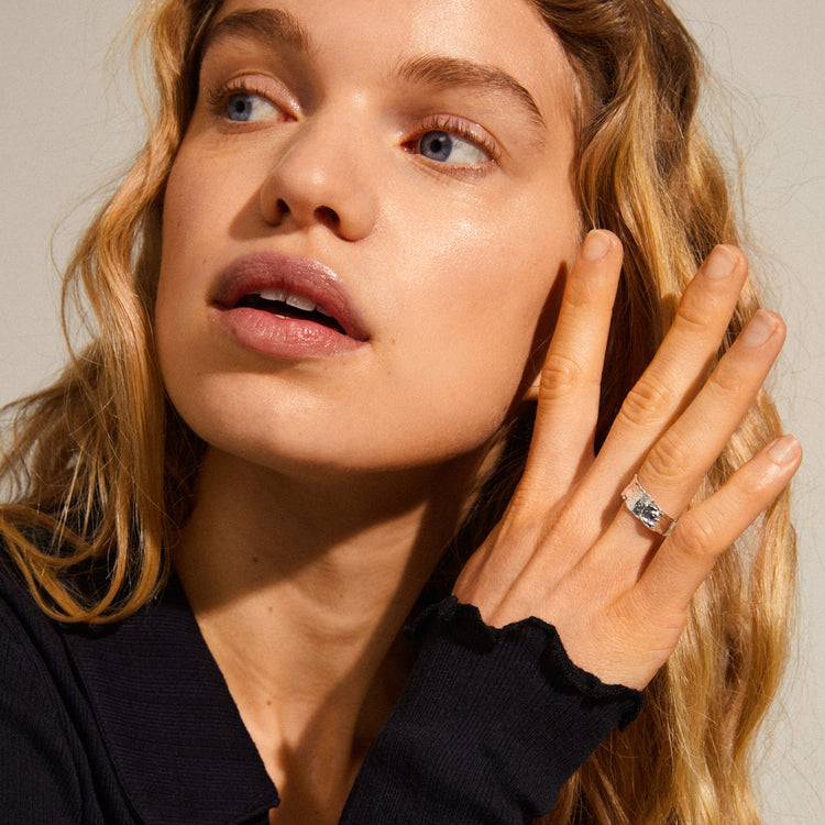 Pilgrim BATHILDA Recycelter Rustikaler Ring, Versilbert