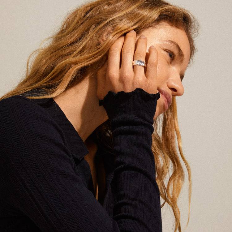 Pilgrim BATHILDA Recycelter Rustikaler Ring, Versilbert