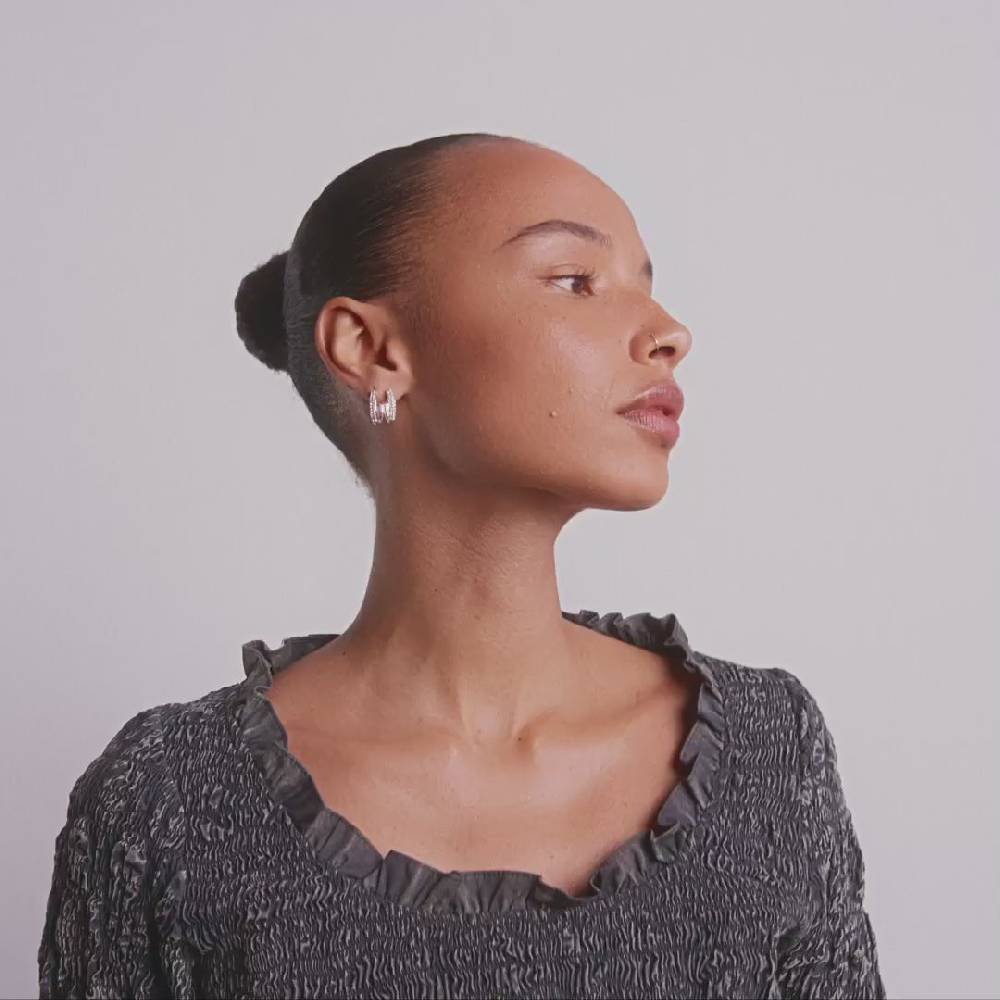 Pilgrim BLOOM Recycelte Kristall-Hoop-Ohrringe Versilbert