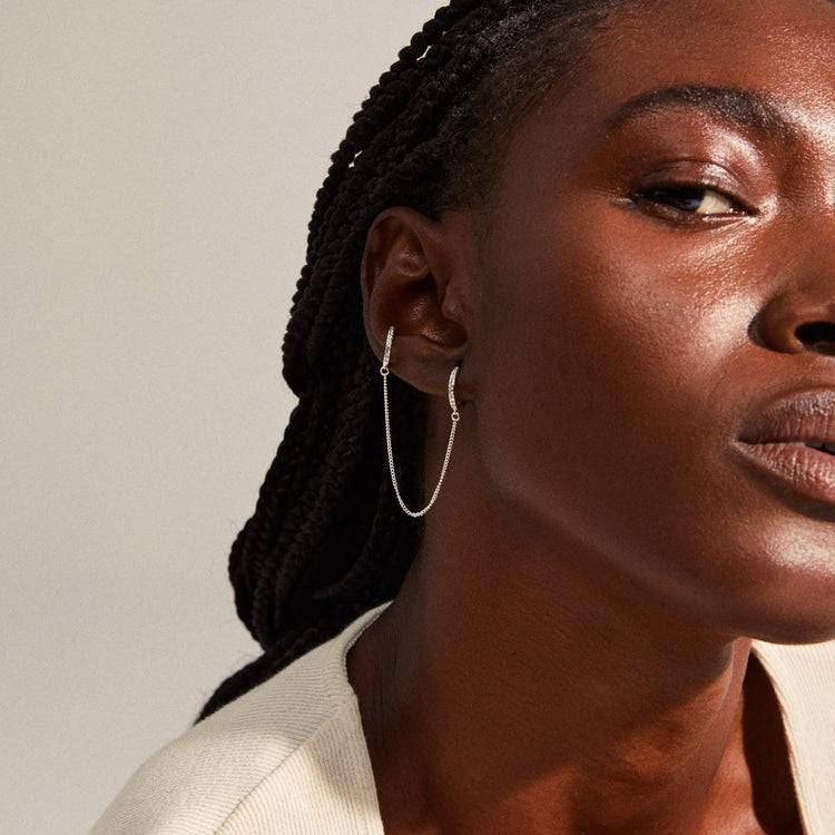 Pilgrim BLOSSOM Recycelte Creolen Und Earcuff 2-in-1-Set, Versilbert