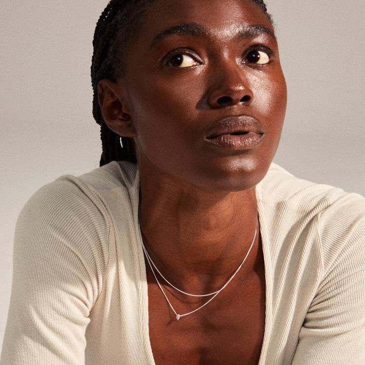 Pilgrim BLOSSOM Recycelte Halskette Mit Kristall-Anhänger Versilbert