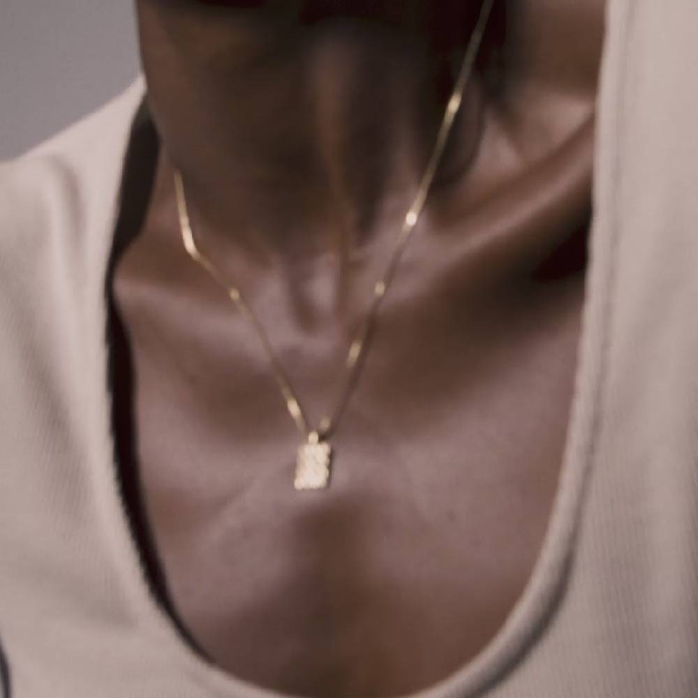 Pilgrim BLOSSOM Recycelte Münz-Halskette, Vierkant, Vergoldet