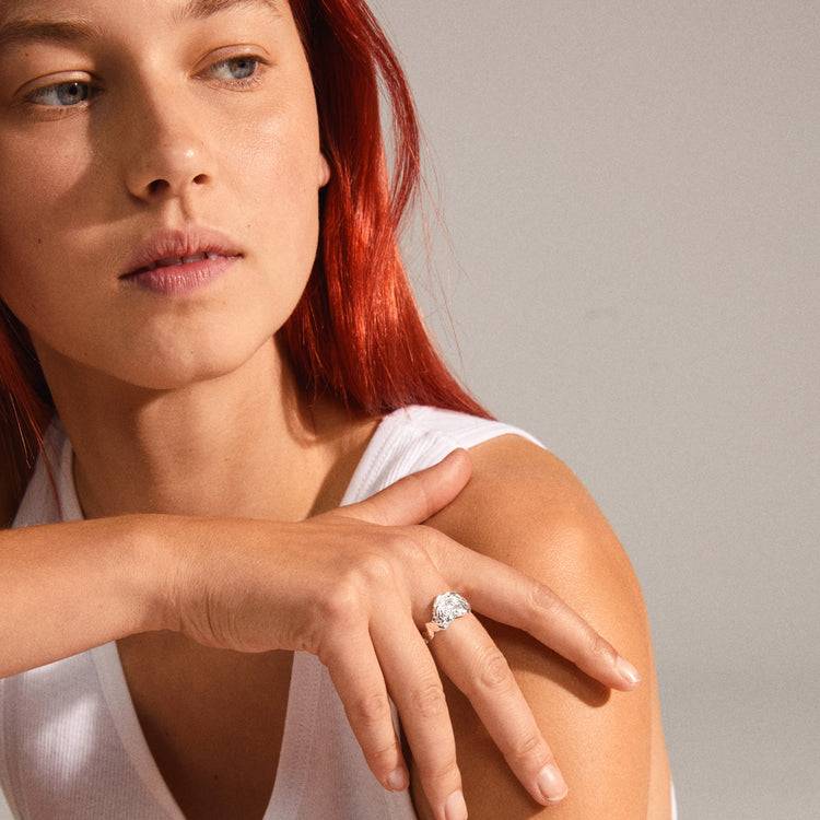 Pilgrim BLOSSOM Recycelter, Organisch Geformter Ring, Versilbert