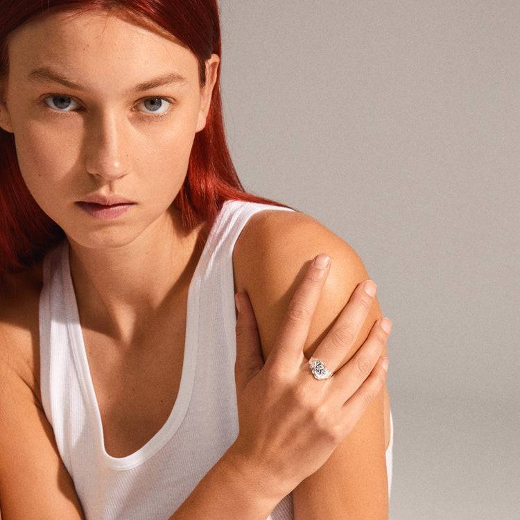 Pilgrim BLOSSOM Recycelter, Organisch Geformter Ring, Versilbert