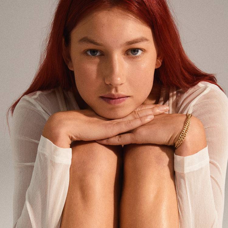 Pilgrim BLOSSOM Recyceltes Panzerketten-Armband, 2-in-1, Vergoldet