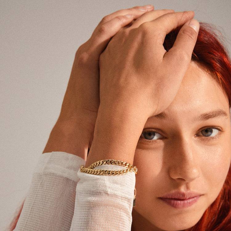 Pilgrim BLOSSOM Recyceltes Panzerketten-Armband, 2-in-1, Vergoldet